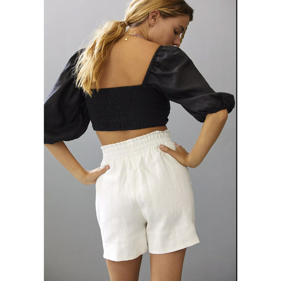 Anthropologie White Linen Rival Shorts | Size Large New Item - Picture 2 of 3